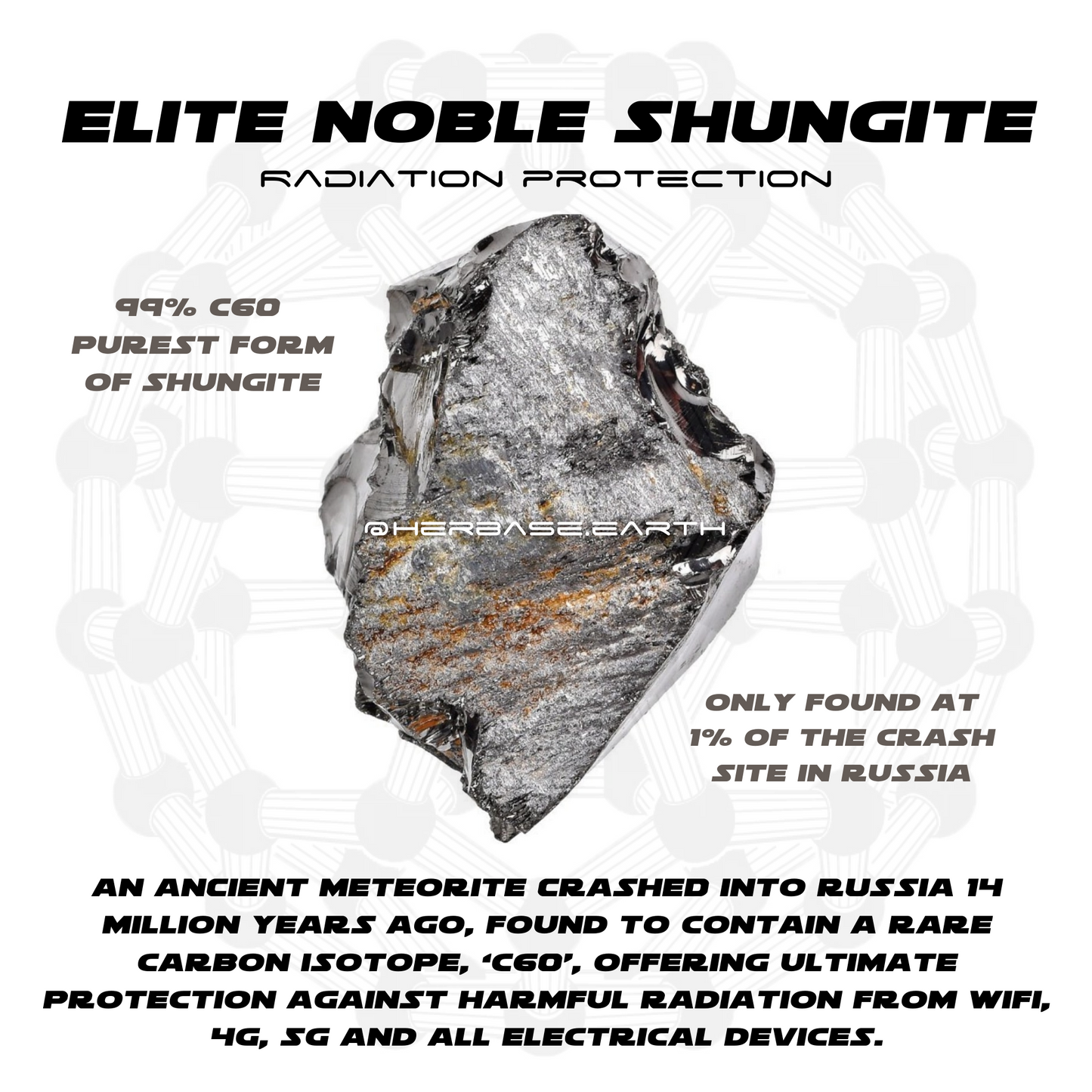 Herbase Shungite Water Stones – highlighting protective benefits for water purification and EMF shielding
