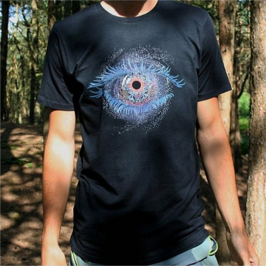 Herbase Galaxeye T-Shirt – black with Galaxy Eye logo front view