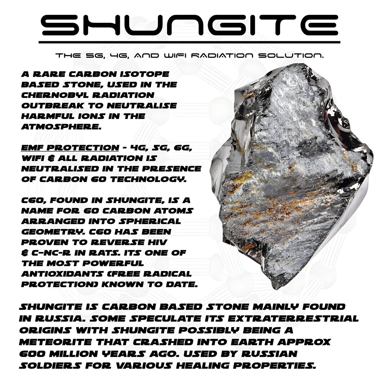 Herbase Shungite Pyramid – EMF Protection and Antioxidant Pyramid highlighting key benefits and wellness effects
